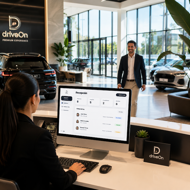 Recepción automotriz con seguimiento de entrega de unidades